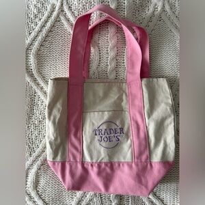 Trader Joe’s canvas tote mini bag pink purple